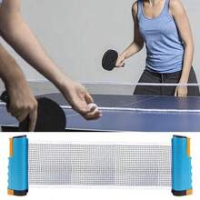 1pc Portable Ping Pong Training Net Stand, Adjustable Large Clip Blue Net, Suitable For Indoor/Outdoor Table Tennis Practice - Multicolor - View 1