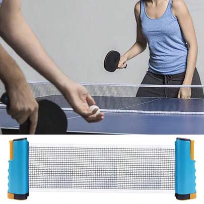 1 pieza Soporte portátil de red de entrenamiento de ping pong, red grande ajustable de color azul, apta para práctica de tenis de mesa interior/exterior