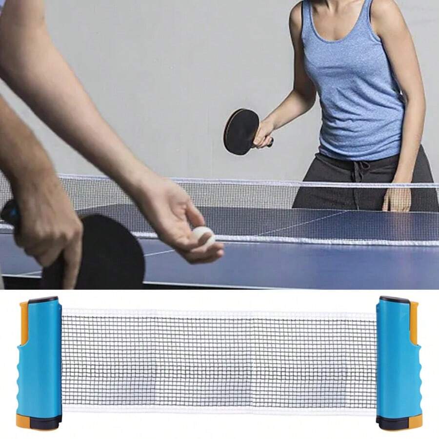 1pc Portable Ping Pong Training Net Stand, Adjustable Large Clip Blue Net, Suitable For Indoor/Outdoor Table Tennis Practice - Multicolor - View 1