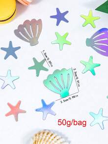 15/30/50g 彩虹海星貝殼亮片，美人魚主題嬰兒洗禮裝飾，全息海洋主題桌面亮片，女嬰洗禮派對用品，海洋主題派對裝飾，性別揭曉派對裝飾 - 彩色 - 查看 11