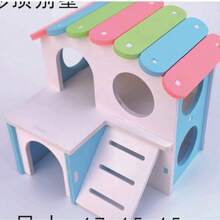 1pc 2-Layer Colorful Hamster Villa With Ladder And Balcony, Wooden Hamster House, Ventilated Small Pet Cage Accessory Suitable For Dwarf Hamsters, Hamster Supplies - Light Blue S - View 4