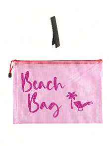 Wasserdichte PVC bunte Buchstaben-Muster A4-Größe transparente Kosmetiktasche mit Nylon-Reißverschluss Mesh-Kosmetiktasche und Aufbewahrungstasche, tragbare transparente Organizer-Tasche, Kulturbeutel für Schwimmen, Tauchen und Sommerurlaub, leicht, geeignet für junge Männer und Frauen, Strandtaschen-Accessoire, Reise-Essential, Urlaubs-Essential, Kreuzfahrt-Essential - Verschiedenfarbig - Übersicht 16