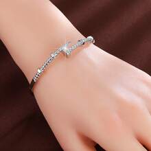 1pc Minimalist Spiral Nut Design Cubic Zirconia Inlaid Women Bracelet - Multicolor - View 9