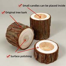 Wooden Candle Holder, Rustic Style Tea Light Candle Stand, Wooden Candle Holder, Suitable For Christmas, Halloween, Thanksgiving, Valentine's Day, New Year, Succulents And Home Decor - S - View 5