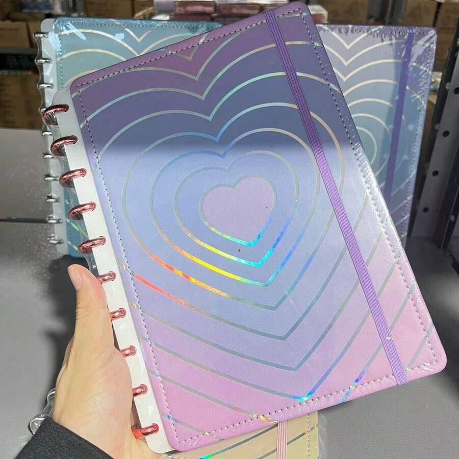 Large Heart-Shaped Smart Notebook, Hardcover, Disc-Bound, 10/11 B5/A4, 80 Sheets, LARGE - 長方形 - 查看 1