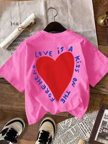 Women's T-Shirt, Street Style Casual Short-Sleeve Graphic Tee, Cute Summer Top - 紫紅色 5 - 查看 3