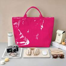 1pc Women' Elegant Lightweight Tote Bag - PVC-Fabric Handbag Suitable For Travel, Commuting, Parties, Hand Washable, Spacious Casual Purse For Clothing, Cosmetics Storage Gift For Family - Hồng - Xem 8