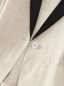 Blazer ligero de verano con cuello de contraste, uso casual/laboral, de 3/4 de manga para mujer - Albaricoque - Ver 6