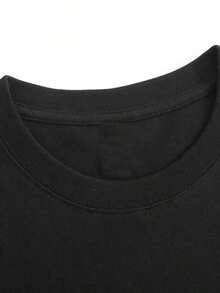 Camiseta casual de manga corta con cuello redondo y estampado de mapache para mujer, de corte holgado y talla grande, adecuada para primavera y verano, camiseta de mujer, lavable a máquina, ajuste cómodo. - Negro - Ver 3