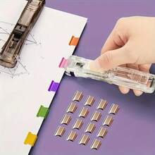 Reusable Mini Clip-On Stapler Set, 50pcs Colorful & 50pcs Silver Refill Staples Available, Suitable For Office & School Supplies, Sturdy & Portable Design - A - View 9
