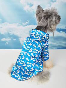 寵物居家睡衣，無彈性、輕盈、透氣舒適，適合泰迪、比熊等小型犬全年居家穿著（尺寸偏小，建議購買大 1-2 號；其他犬種請謹慎選擇） - 藍色 - 查看 4