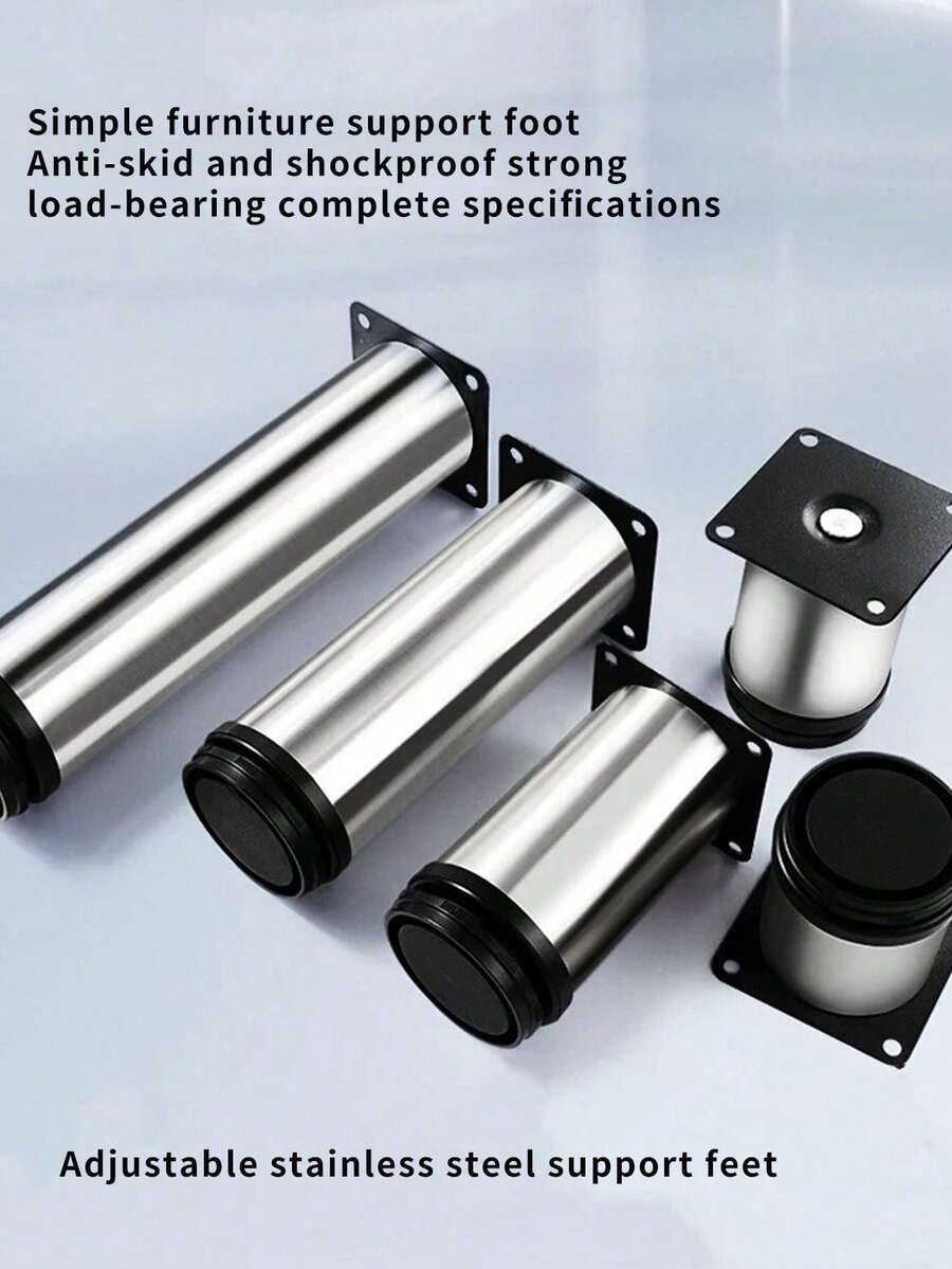1/4 Chân nội thất điều chỉnh được, phù hợp cho bàn, sofa, giường, bàn cà phê và các đồ nội thất khác, chân kim loại thay thế, trang trí phòng, trang trí nhà, trang trí phòng ngủ, chân đỡ điều chỉnh bằng thép không gỉ chuyên dụng cho sofa mềm - màu đen - Xem 1