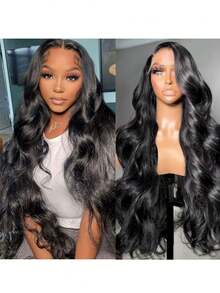 Women's Wig 13x4 Body Wave Transparent Lace Front Human Hair,Pre-Cut Body Wave Glue-Free Wig,Wear And Go Lace Front Wig 200% Density Natural Black,Body Wave Hair,Long Hair Or Short Hair,18-34 Inch Length,Versatile Styling Options - SNatural - View 4