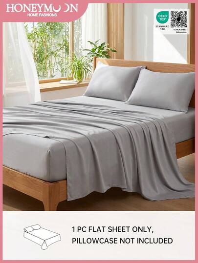 Ga trải giường thoáng mát HONEYMOON 1 chiếc, chất liệu 100% viscose, sợi rayon chiết xuất từ tre, thoáng khí và mềm mại, ga trải giường có túi sâu, phù hợp với mọi kích cỡ giường - đơn, đôi, cỡ lớn, cỡ Queen, dùng cho giường ngủ gia đình và ký túc xá, đạt chứng nhận Oeko-Tex, màu xám.