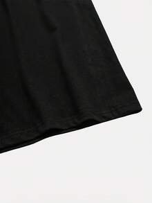Women's Short-Sleeved T-Shirt With Round Neck And "Hi" Lettering On Both Sides, Casual And Sporty, For Spring And Summer. - Black - View 4