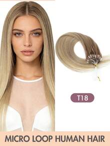 Micro Loop Human Hair Extensions, Silky Soft Hair With Voluminous Ends, Highlight Color Micro Bead Invisible Micro Loop Real Human Hair For Women - 彩色 - 查看 21