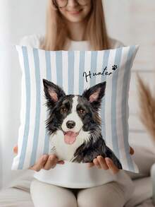 Personalized Name & Photo Printed Pillowcase Decorative Throw Pillow Cover Wedding Holidays Couples Room Decor Gift For Loved Ones Breathable Lightweight Washable Bed Car Bedroom Tea Room Living Room Sofa Housewarming Gift, Soft Geometry - Multicolor - View 3