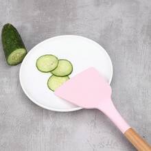 Utensilios de cocina de silicona, espátula, raspador de cocina, pala ancha para Pizza, herramienta de cocina antiadherente, accesorios de cocina - Rosa - Ver 3