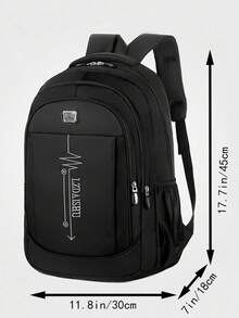 Sac à dos pour ordinateur portable résistant à l'eau noir pour hommes, sac à dos scolaire et de voyage décontracté grande capacité avec imprimé graphique, sac à dos de jour en nylon léger pour le travail et les activités de plein air, sac à dos durable pour l'université - Noir - Voir 4