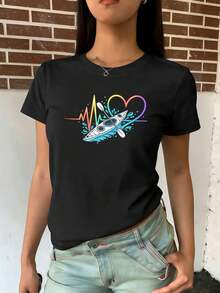 Dam-T-shirts - Svart - Visa 2