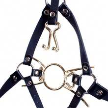 Y-Shape Restraint Head Harness Nose Hook With Metal Spider Ring Gag Bondage Mouth Gags Sex Toys For Couples - Gold - View 3