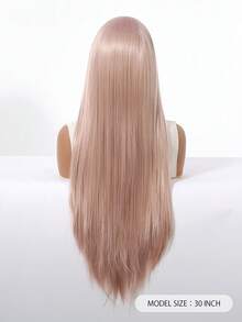 30 Inch Pastel Pink 13x4 Lace Front Wig For Women Long Straight Synthetic Hair Wig Pre Plucked Natural Hairline Heat Resistant Glueless Hair Wig Daily Party Cosplay Realistic Hairline Lightweight Breathable Easy Install Beginner Friendly - 藕粉色 - 查看 7