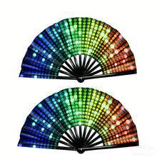 Luminous Polka Dot Foldable Hand Fan, Glow In The Dark Fan For Rave Club Party, Dance Performance & Festival Vibe Accessories (UV Activated Glow) - Fluorescent Party Fan - View 11