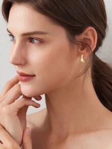 ConiiW Đôi bông tai bạc 925 đính đá Moissanite tròn, thời trang, tối giản, cá tính và thanh lịch, thiết kế tinh tế, đa năng và chất lượng cao, món quà lý tưởng dành cho nam giới tặng nữ giới. - Vàng - Xem 3