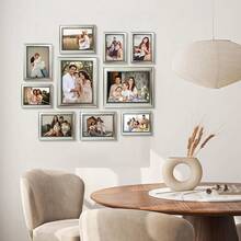 10pcs Vintage Style Decorative Photo Frames, Available In Gold Or Silver Color, Fits 3.5x5/4x6/5x7/6x8/8x10 Inch Photos Or Artwork, Suitable For Desktop Display Or Wall Hanging, Ideal For Children's Birthday, Pets, Family Portraits, Mother's Day Gifts, Portraits, Bedroom, Living Room Home Decor, Enhances Ambiance - 10Pcs - View 12