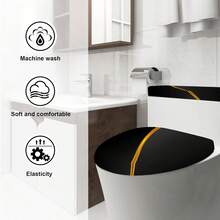 1 Set 2D Exquisite Pattern Toilet Seat Cover And Lid, Silky Fiber Toilet Tank Cover, Full Wrap Elastic Fit, U-Shaped Tank Adapter, Tank Protector, Bathroom Decor Accessory - Toilet Seat Cover - View 6