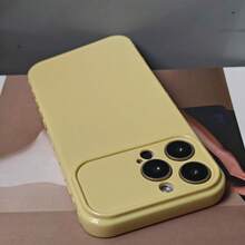 Glossy Macaron Solid Color Phone Case Compatible With IPhone 17, 16, 15, 14, 13, 12, 11 Pro Max Plus, Shockproof Silicone Soft Full Coverage Camera Protective Cover - Yellow - View 7