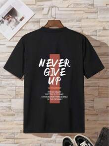 Camiseta para hombre con estampado de slogan - Negro - Ver 7