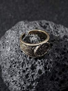1pc Vintage Cross Metal Open Ring, European And American Style Heavy-Duty Ring For Men - Gold - View 5
