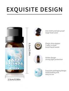 EMBRACEX. 10ml Olio Essenziale in Polvere Liscia, Diffusore da Interni, Creazione di Candele, Diffusore, Umidificatore, Olio Essenziale per Aromaterapia Auto, Regalo per le Vacanze, Vaniglia, Lavanda, Rosa, Sandalo - Cipria morbida - Visualizzare 4