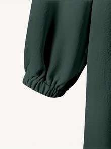 2pcs Set Arabic Style Long Sleeve Shirt Top And Wide Leg Pants, Elegant And Comfortable, Suitable For Spring Home And Daily Wear - Dark Green - View 4