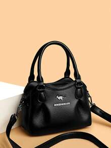 Classic Retro Elegant Solid Color Women's Shoulder Bag & Handbag, Suitable For Daily Commute - Black - View 2