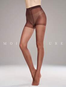 MOIRÉALLURE 1雙女款夏季薄透絲綢絲襪,巧克力色,大腿高腰彈性,經典性感,適用日常/商務/所有場合 - 巧克力棕 - 查看 4