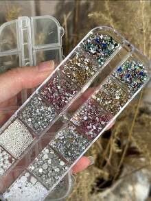 12 Grades Multi-Tamanho Strass de Unhas 3D - Gemas Acrílicas Vibrantes para Decoração de Unhas DIY, Múltiplas Cores Disponíveis (Rosa, Azul, Verde, Vermelho, Roxo) - Perfeito para Designs de Unhas Deslumbrantes, Acessórios de Unhas, Suprimentos de Unhas - Multicolorido - Visão 2