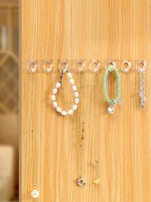 1-3pcs Wall Mounted Necklace Organizer Rack, Wall Hanging Jewelry Holder Hook For Necklaces, Rings, Earrings, Bracelets - Clear - View 7