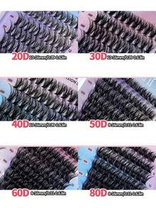 Waloshow 600片装8D浓密蓬松纤长假睫毛，0.07mm D卷度，30D-100D/10-18mm混合长度，貂毛效果，自然柔软，适合任何妆容。睫毛簇，单根睫毛，假睫毛 - D - 查看 4
