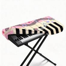 1 pieza Cubierta decorativa plana 2D para teclado de piano, apta para teclados electrónicos de 61/88 teclas - Patrón de notas musicales | Cubierta protectora fácil de limpiar (Teclado no incluido) - Ver 12
