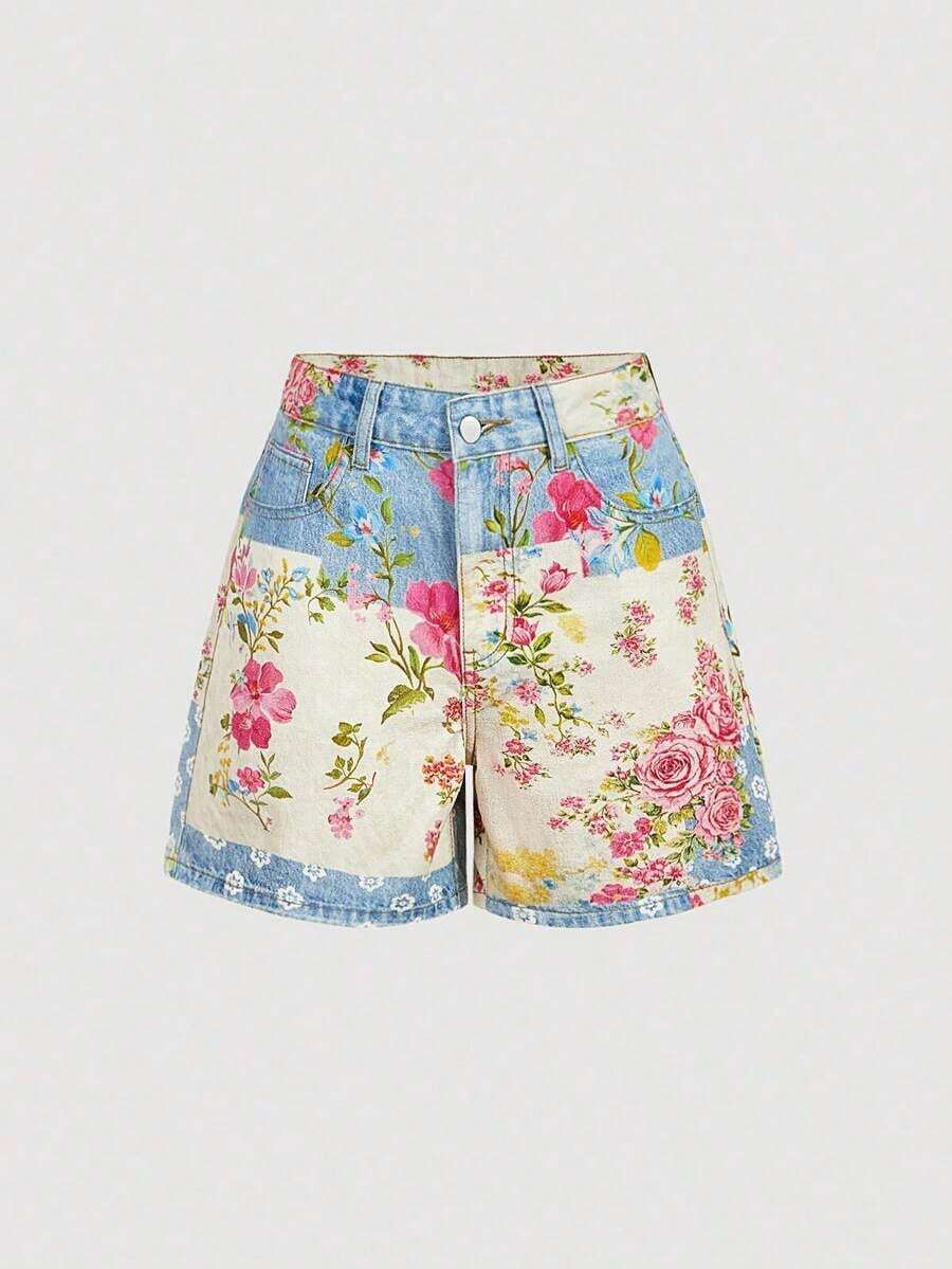 Shorts vaqueros casuales y versátiles de unicolor para mujeres - Multicolor - Ver 1