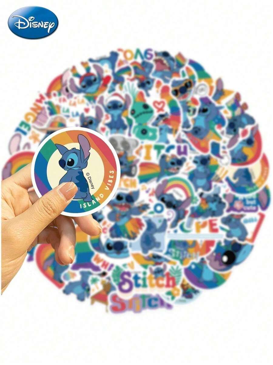 50PCS Disney Official Licensed Stitch Waterproof Vinyl Stickers Non-Repeating DIY Decals For Laptop Phone Skateboard Holiday Gift - one-size - View 1