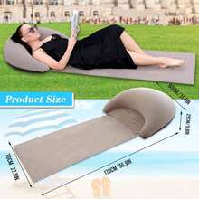Inflatable Beach Mat Lounge Chair, Outdoor Sunbathing Sleeping Pad With Inflatable Pillow, Portable Flocking Beach Lounge Chair, Suitable For Lawn, Outdoor Camping, Travel, Beach Vacation - Grey - View 4