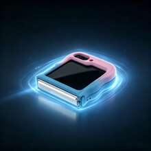 1个马卡龙渐变波浪笑脸图案折叠手机壳，兼容三星Galaxy Z Flip3 5G、Galaxy Z Flip4 5G、Galaxy Z Flip5 5G、Galaxy Z Flip6 5G、Galaxy Z Flip7 5G - 粉色 - 查看 2