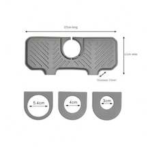 Protector contra salpicaduras de fregadero, estera receptora de agua de silicona detrás del grifo, bandeja de drenaje del fregadero con 3 hebillas ajustables, soporte de jabón de barra suave, 1 ud. - Gris - Ver 2