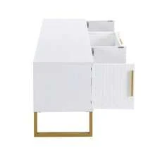 High-Gloss TV Unit: Gold Base, Handles And Legs, Engraved Textured Door, Living Room Storage Solution, Perfect Combination Of Elegance, Luxury And Functionality. - 白色 - 查看 8
