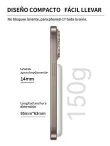 5000mAh Power Bank Inalámbrico 15W Carga Rápida,Cargador Portátil Magnético,Batería de Carga Magnética Entrada compatible con lightning - Blanco - Ver 6