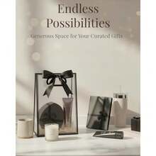 Frosted Clear Gift Bags With Gusset Bottom And Ribbon 15 Pack Semi-Transparent, Reusable Favor Bags In Assorted Sizes, Bulk Pack For Party, Wedding, Birthday, Boutique And Small Business 10.2"X3.2"X7.1", Black, Medium - 黑色/中號 - 查看 5