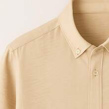 Camisa de manga larga clásica con botones para hombre - Arena - Albaricoque - Ver 3
